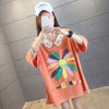 大人可愛い ロング丈 ゆったり 切り替え 三色半袖Tシャツ＜U-8129＞
