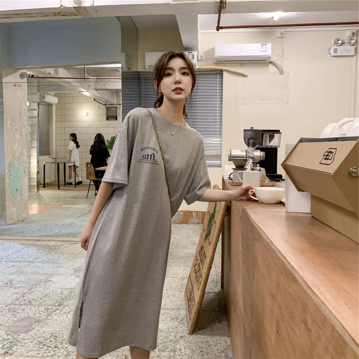 美人度アップ プリント チャーミング Tシャツ カットソー ワンピース＜U-3602＞