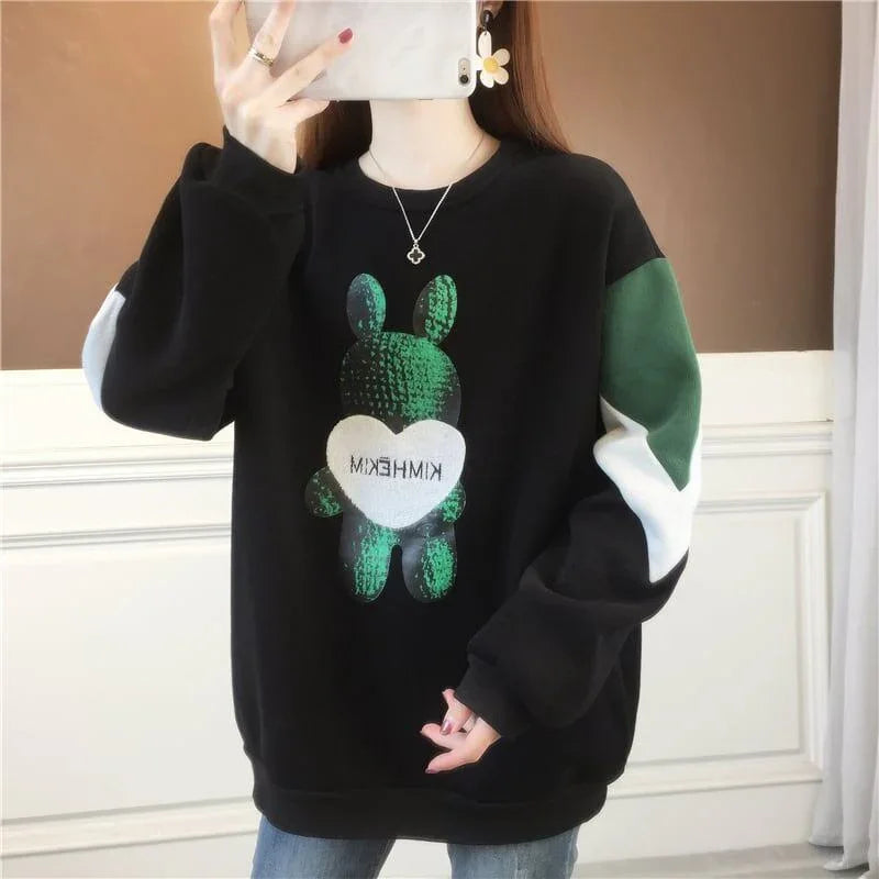 オシャレ度満点 ラウンドネック カジュアル プリント スウェット パーカー トップス＜U-2797＞