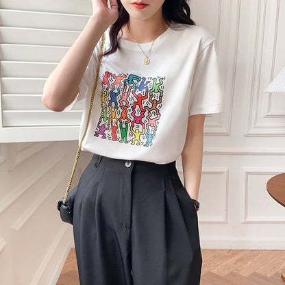 オシャレ度満点 切り替え 着心地抜群 プリント Tシャツ カットソー＜U-3408＞