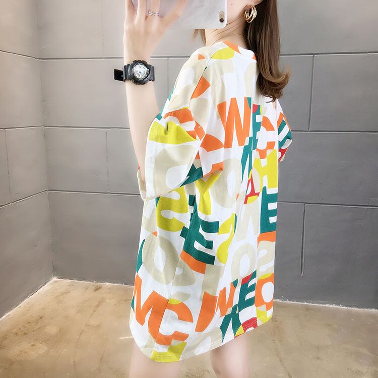 売り切れ必至 カラーマッチング 個性派 プリント全2色 半袖Tシャツ カットソー ＜U-8556＞