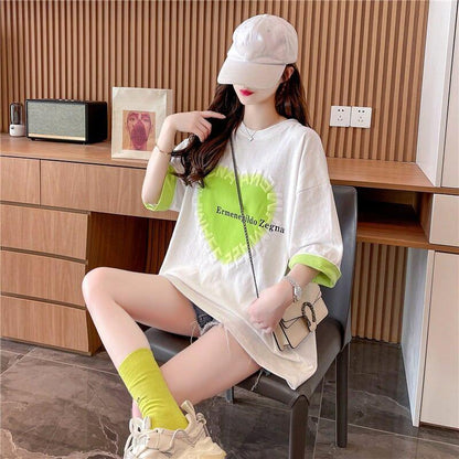 オシャレ度満点 ラウンドネック 美感いっぱい プリント Tシャツ カットソー＜U-2911＞