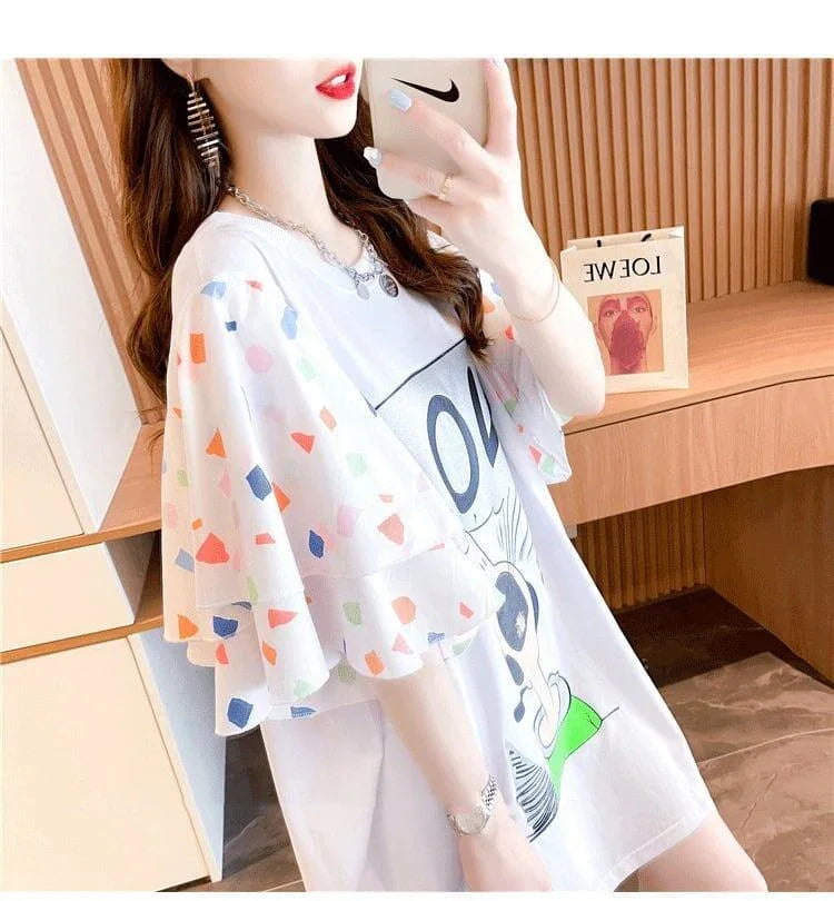 ウエスタンスタイルとデザインのフライングスリーブTシャツ<U-3003>