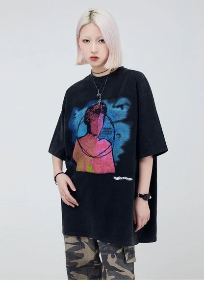 大注目 ファッション ストリート系 ヴィンテージ加工 プリントTシャツ ＜U-2875＞