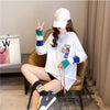 個性的なデザイン 切り替え 好感度満載 プリント Tシャツ カットソー＜U-3665＞