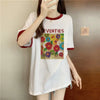 着せ 配色 プリント ロング Tシャツ 四色 ゆったり半袖 ＜U-3019＞