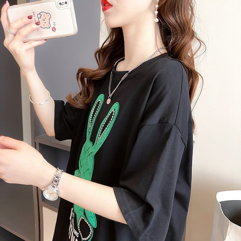 スタイリッシュ 切り替え 一目惚れ プリント Tシャツ カットソー＜U-3430＞