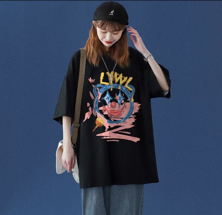 話題沸騰中 ゆったり カジュアル プリント 2色半袖Tシャツ＜U-8159＞