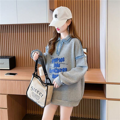 【裏起毛】お勧めポロネック英字ロゴ厚手スウェット