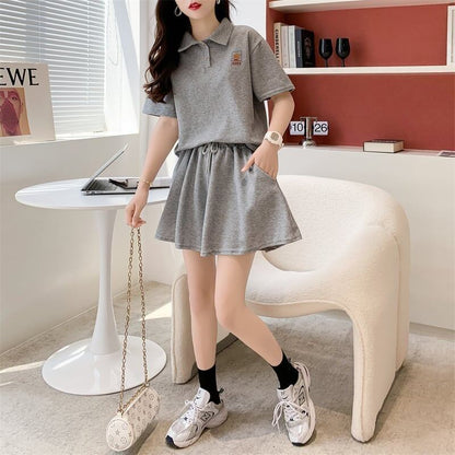 カジュアル 切り替え オシャレ度満点 Tシャツ＋ショートパンツ セットアップ＜U-3613＞