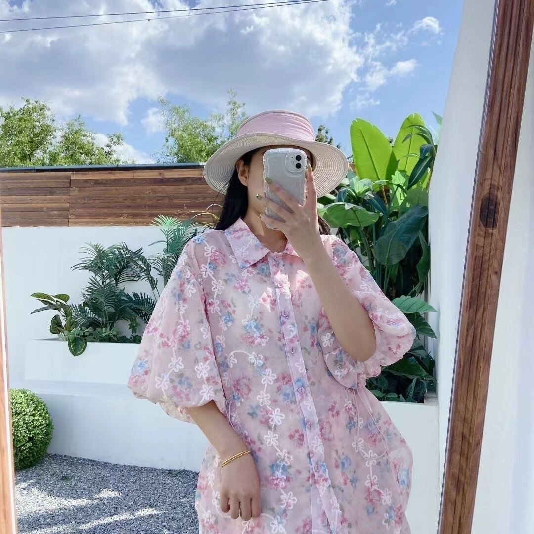 新商品 花柄 大人可愛い シャツ＋ショートパンツ セットアップ＜U-9001＞