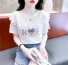 新商品 大人可愛い 話題沸騰中 ホットダイヤモンド 全3色 半袖Tシャツ<U-8868>