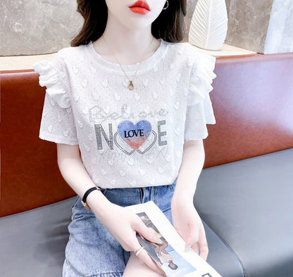 新商品 大人可愛い 話題沸騰中 ホットダイヤモンド 全3色 半袖Tシャツ<U-8868>