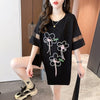 イレギュラー 切り替え カジュアル プリント Tシャツ カットソー＜U-3496＞