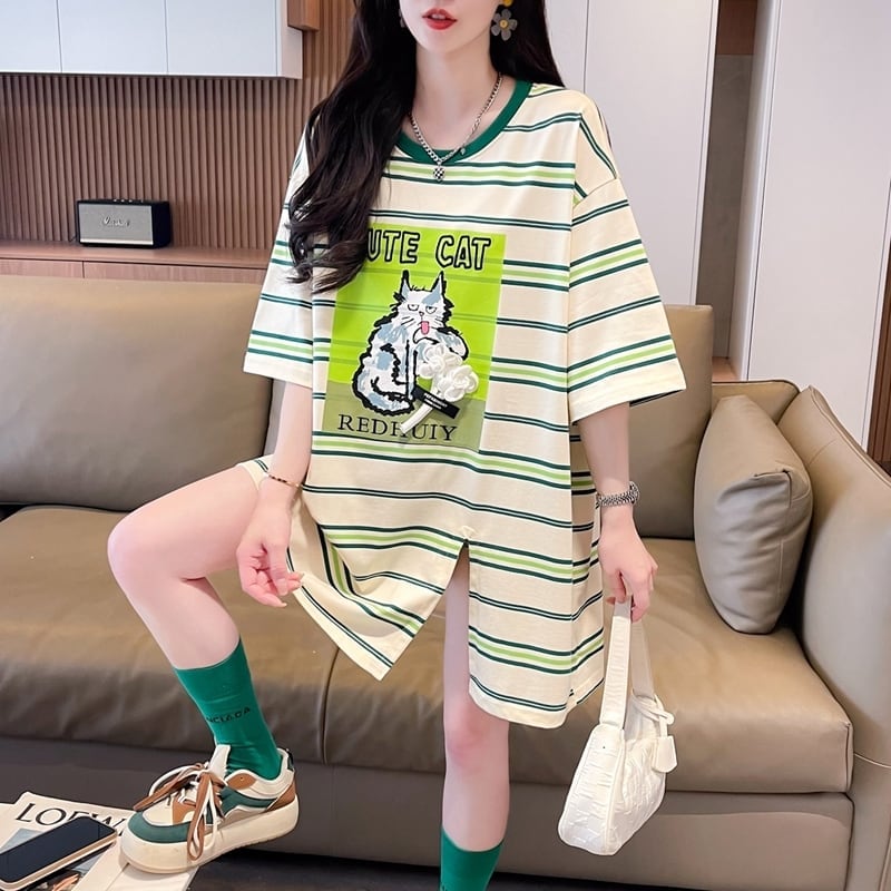 【半額！期間限定！！】大好評 シンプル ファッション 3色選択可 ストライプ柄 半袖Tシャツ カットソー＜U-8464＞