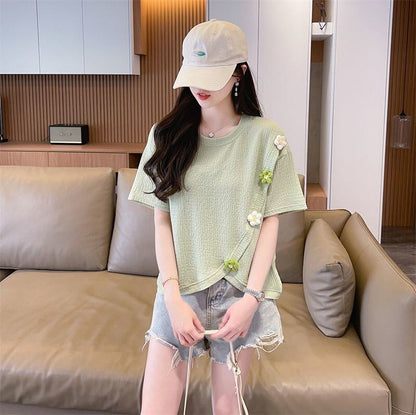超人気 シンプル 好感度UP スウィート 3色選択 半袖Tシャツ＜U-8579＞