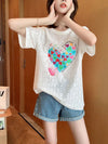 新商品 透かし彫り キュート ゆったり 半袖Tシャツ＜U-8422＞