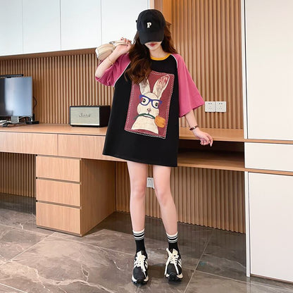 絶対欲しい プリント 個性派 切り替え 全2色 半袖 Tシャツ ＜U-8545＞