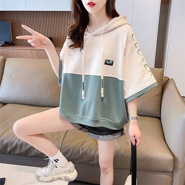 高級感 帽子付き 半袖 Tシャツ スウェット ＜U-8640＞