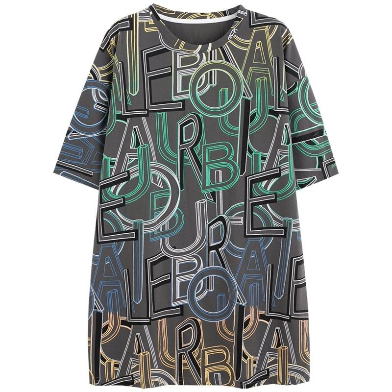 個性的なデザイン プリント 一目惚れ Tシャツ カットソー ワンピース＜U-3502＞