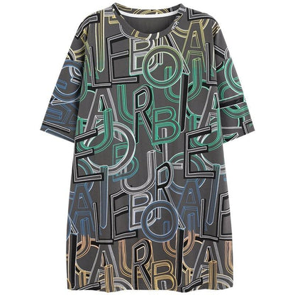 個性的なデザイン プリント 一目惚れ Tシャツ カットソー ワンピース＜U-3502＞
