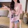 着回し力抜群 絞り染め アバンギャルド プリント 3色選択 半袖Tシャツ＜U-8575＞