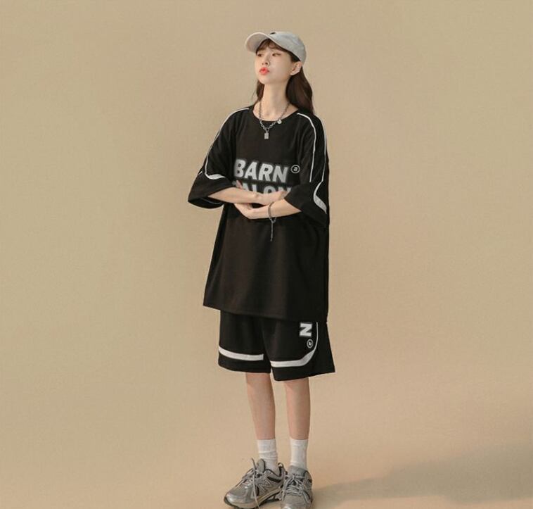 大好評 ファッション カジュアル ルーズ半袖Ｔシャツⅹパンツセット<U-6539>