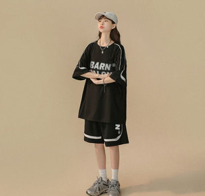 大好評 ファッション カジュアル ルーズ半袖Ｔシャツⅹパンツセット<U-6539>
