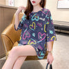 スタイリッシュ プリント 一目惚れ Tシャツ カットソー ワンピース＜U-3322＞