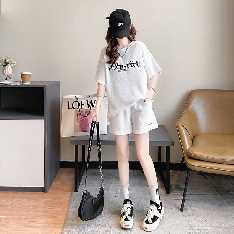 着心地抜群 切り替え 女性力を高める Tシャツ＋ショートパンツ セットアップ＜U-3553＞