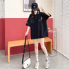 POLOネック ポケット ベアー レース ロング Tシャツ 三色 ゆったりワンピース＜U-3991＞