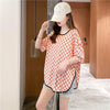 好感度満載 ラウンドネック 女性力を高める チェック柄 Tシャツ カットソー＜U-2985＞