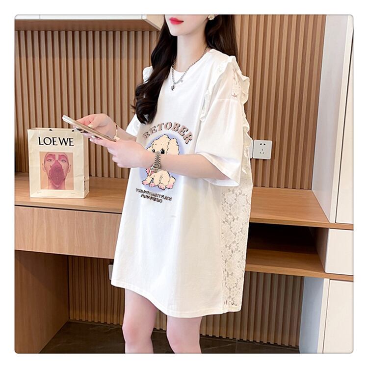 今季マストバイ レース 可 透かし彫り 切り替え 2色選択 Tシャツ カットソー＜U-8493＞