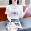 新商品 大人可愛い 話題沸騰中 ホットダイヤモンド 全3色 半袖Tシャツ<U-8868>