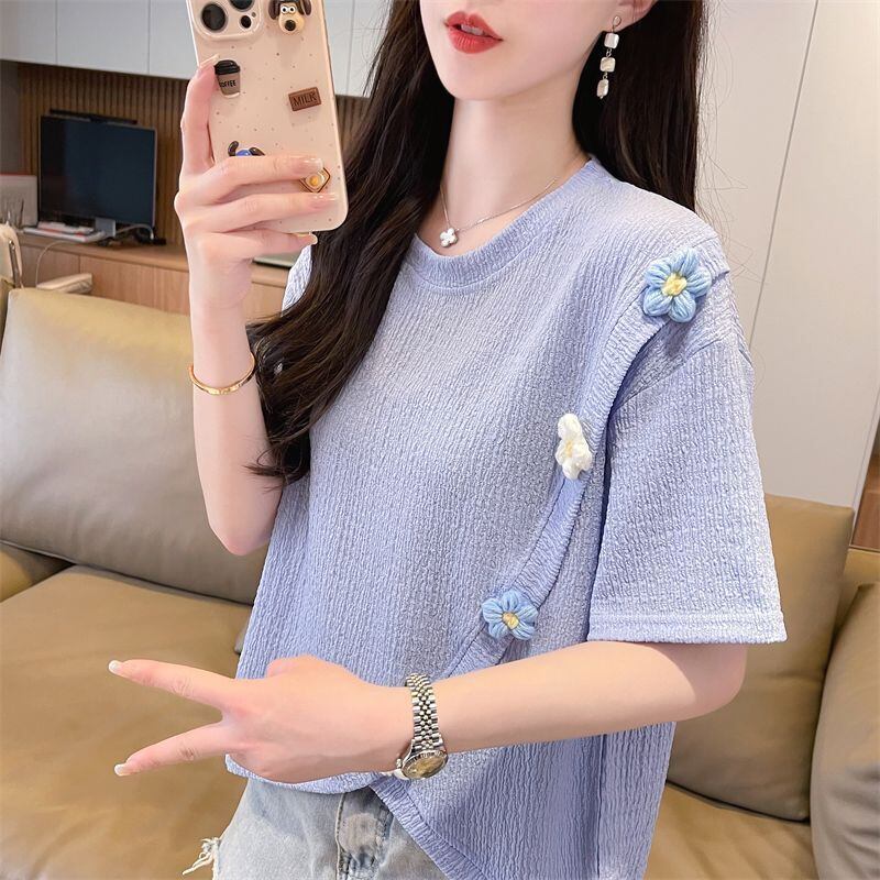 超人気 シンプル 好感度UP スウィート 3色選択 半袖Tシャツ＜U-8579＞