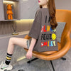 レインボースマイリーファッションオールマッチルーズ半袖Tシャツ<U-2860>