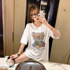 個性的なデザイン 切り替え 一目惚れ プリント Tシャツ カットソー＜U-3481＞