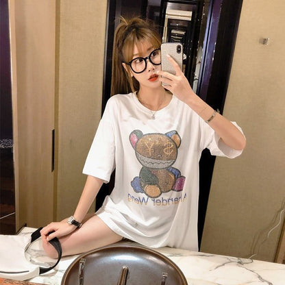 個性的なデザイン 切り替え 一目惚れ プリント Tシャツ カットソー＜U-3481＞