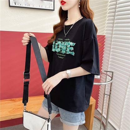 デザイン感 プリント チャーミング Tシャツ カットソートップス＜U-3151＞