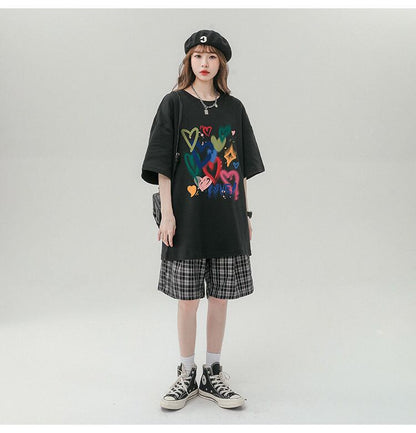 売り切れ必至 プリント ファッション 4色選択 半袖Tシャツ＜U-8594＞