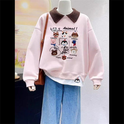 【裏起毛】存在感抜群 レイヤード風 トレンドアイテム 刺繍 パーカー<U-10698>
