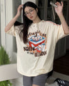着せ ゆったり ビッグロゴ ロングTシャツ 半袖 ワンピース<U-4859>