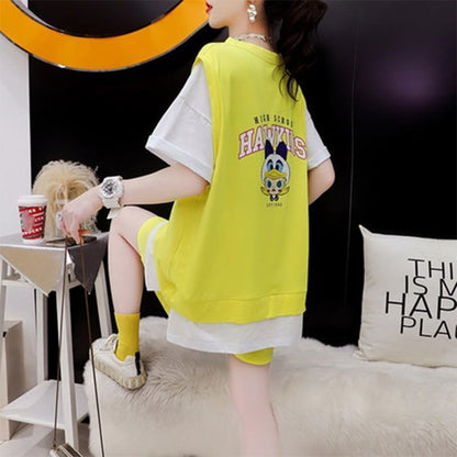 ルーズ 切り替え 美人度アップ Tシャツ＋ショートパンツ セットアップ＜U-3310＞