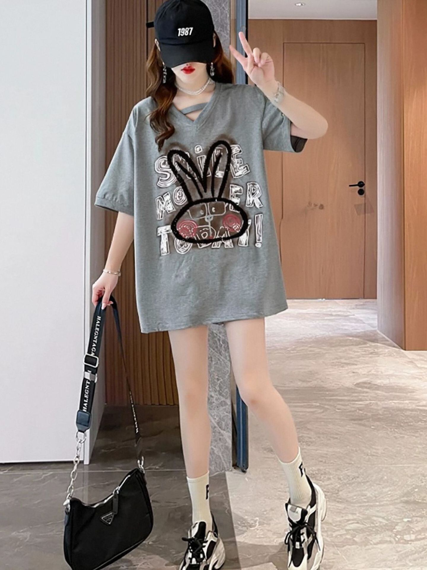 キュート 好感度UP 海外トレンド カジュアル 全4色 半袖 Tシャツ ＜U-11097＞
