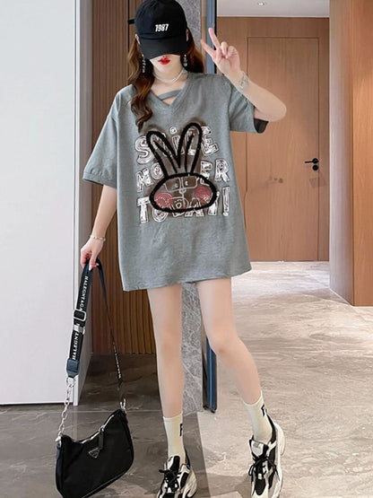 キュート 好感度UP 海外トレンド カジュアル 全4色 半袖 Tシャツ ＜U-11097＞