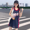 キュートでハンサムなスポーツスタイルのベストドレスバスケットボールユニフォームルーズミッドレングスノースリーブTシャツトップ   ＜U-2853＞