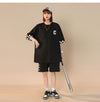 超人気  ルーズ アメリカンスタイルのカジュアルなクロップドジャケット<U-5164> 半袖Ｔシャツⅹパンツセット全2色 <U-8209>