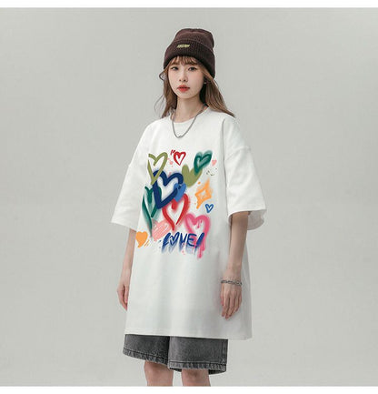売り切れ必至 プリント ファッション 4色選択 半袖Tシャツ＜U-8594＞