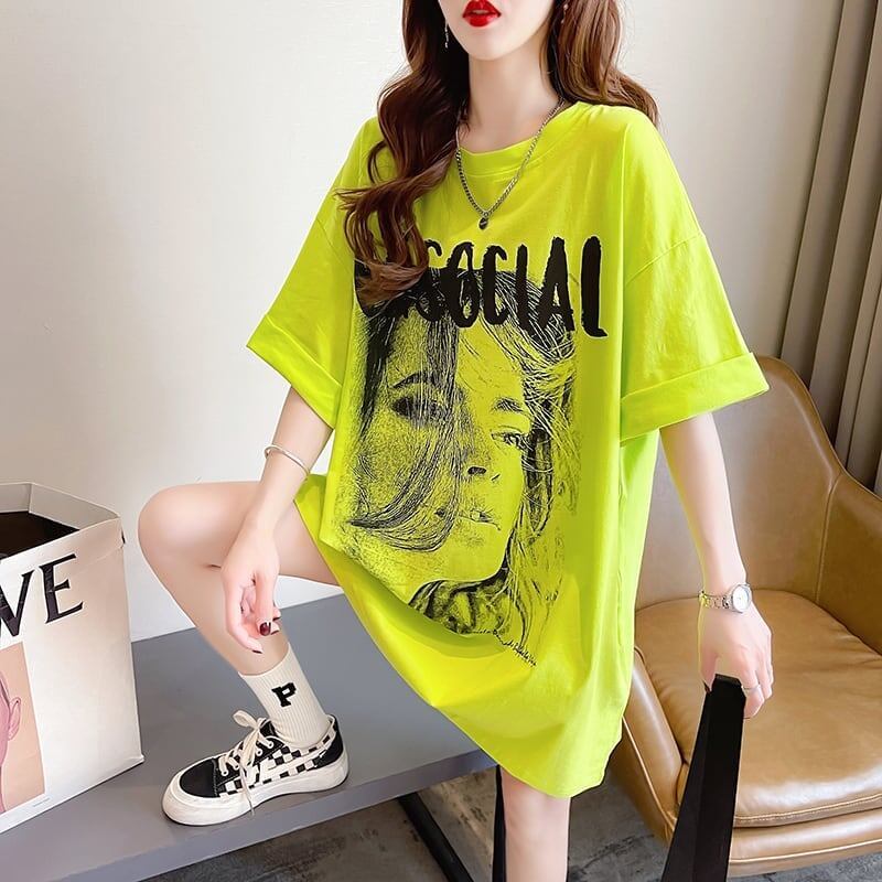 美人度アップ 切り替え ファッション プリント Tシャツ カットソー＜U-3399＞