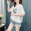 個性的なデザイン 切り替え 一目惚れ プリント Tシャツ カットソー＜U-3671＞